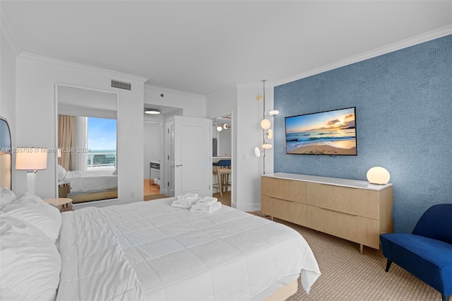 bedroom featuring crown molding