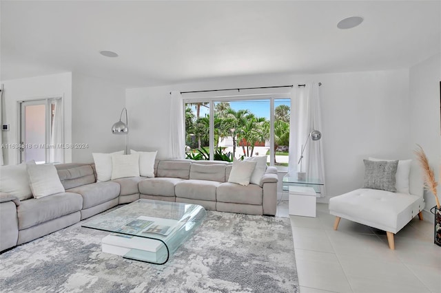 view of tiled living room