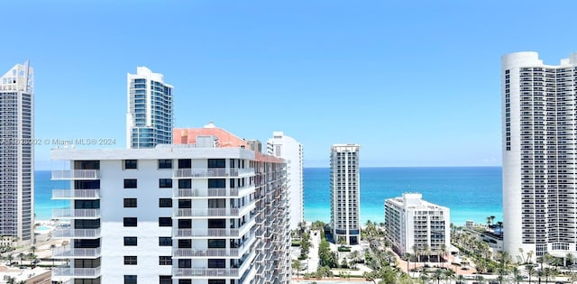 property's view of city featuring a water view