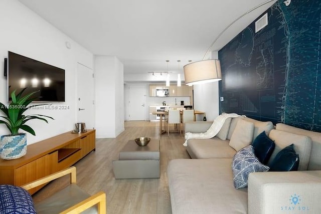 living room featuring light hardwood / wood-style floors