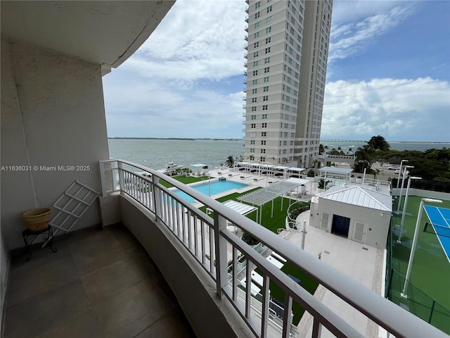 balcony with a water view