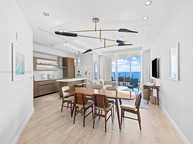 dining area featuring sink