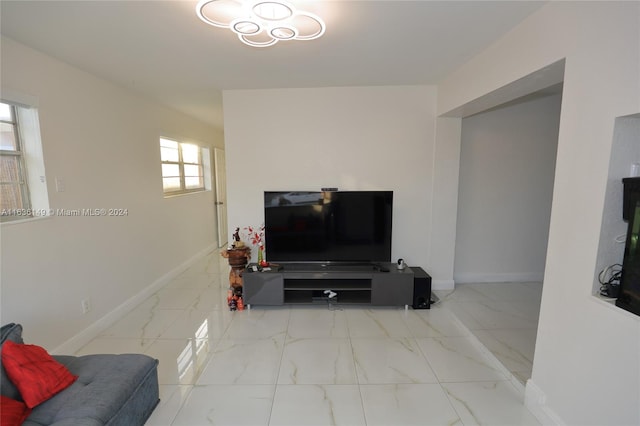 view of tiled living room