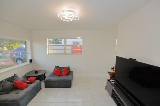 view of tiled living room