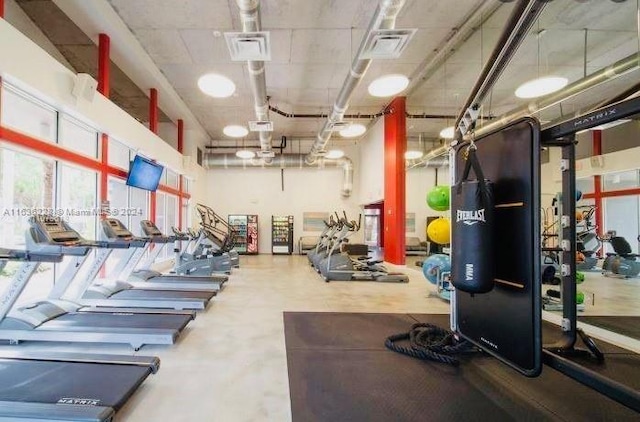 gym with concrete flooring