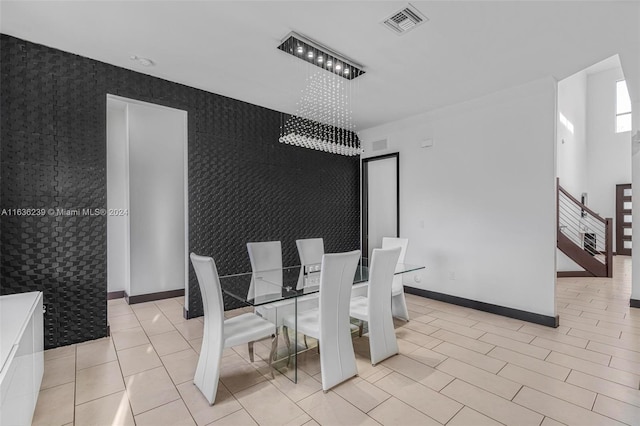 dining room with light tile patterned floors