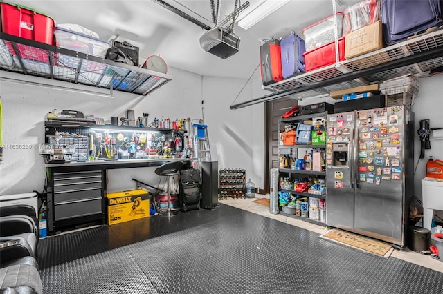 garage with a garage door opener