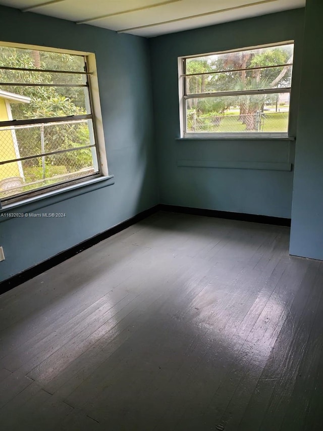 empty room featuring plenty of natural light and hardwood / wood-style flooring