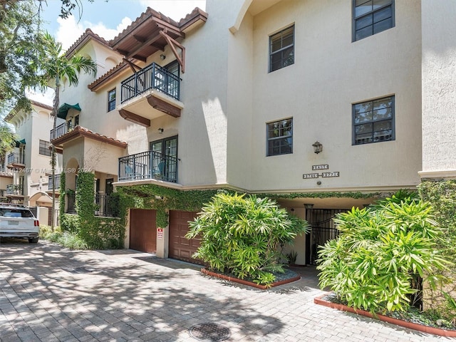 view of property featuring a garage