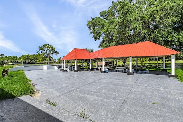 view of parking featuring a gazebo