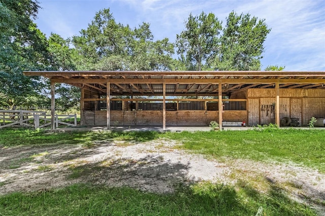 exterior space with an outbuilding