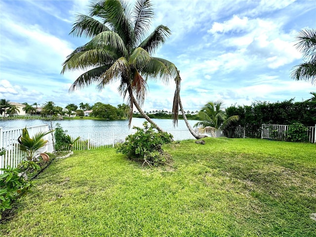 property view of water with fence