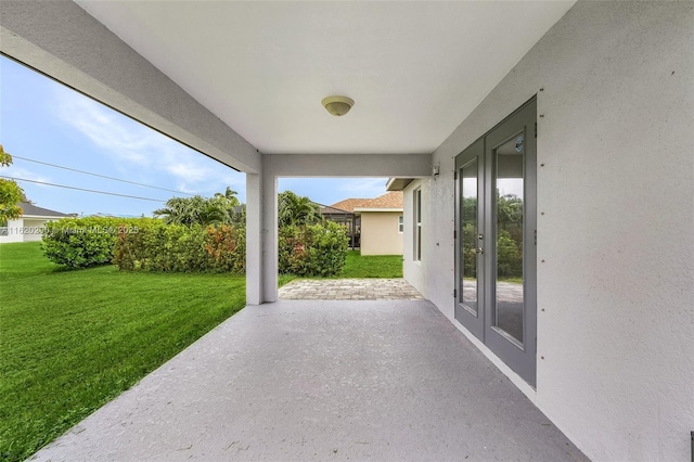 view of patio featuring french doors