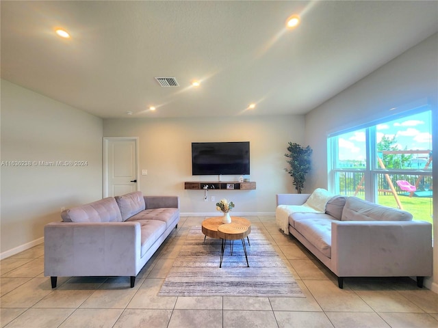 view of tiled living room