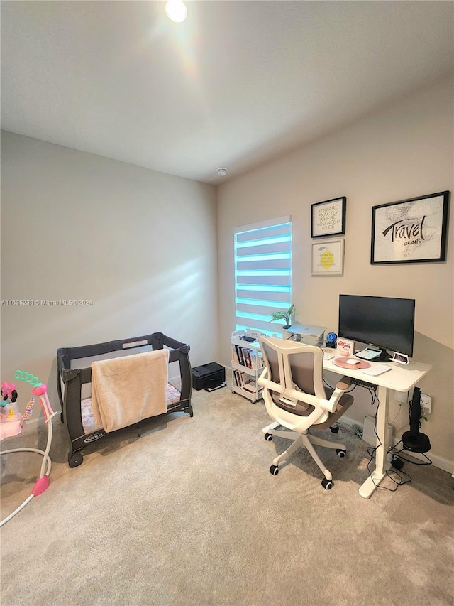 home office featuring carpet floors