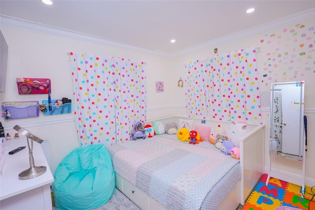 bedroom featuring ornamental molding