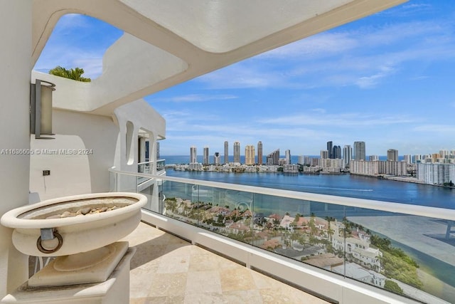 balcony with a water view