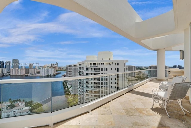 balcony with a water view