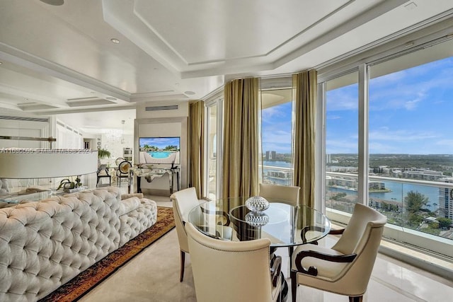 bedroom featuring a water view