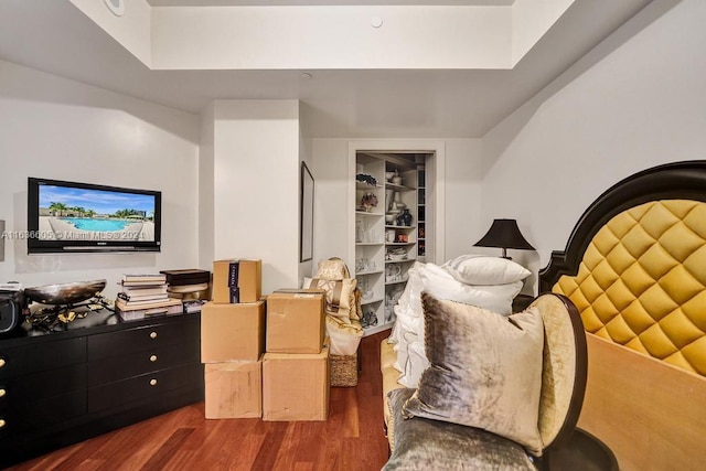 living area featuring dark wood-type flooring