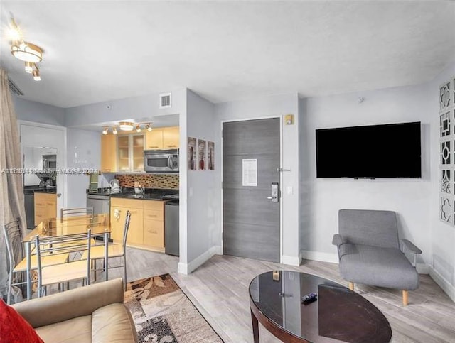 living room featuring light hardwood / wood-style flooring