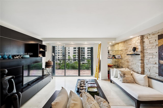 view of tiled living room