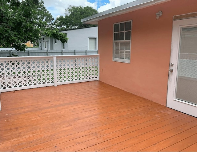 wooden deck featuring fence