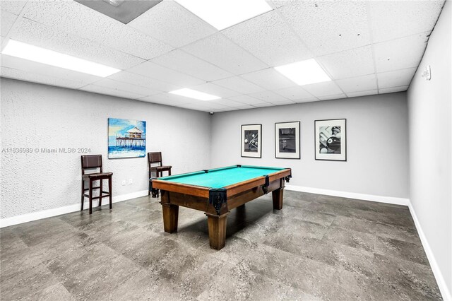200 Leslie Dr Unit 524, Hallandale Beach, FL 33009 - playroom with baseboards, a paneled ceiling, and pool table