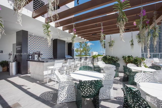 view of patio featuring a pergola