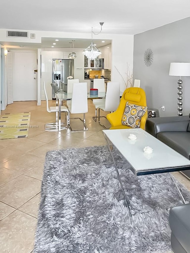 view of tiled living room