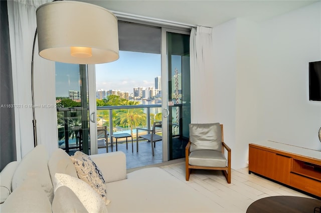 bedroom featuring a wall of windows