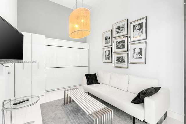 view of tiled living room