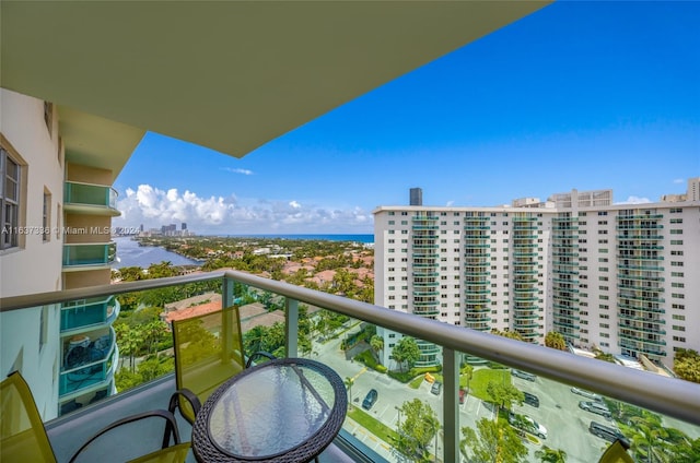 balcony with a water view