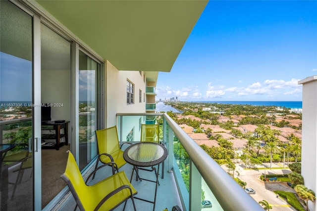 balcony with a water view