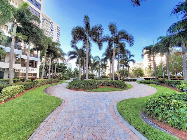 view of home's community featuring a lawn