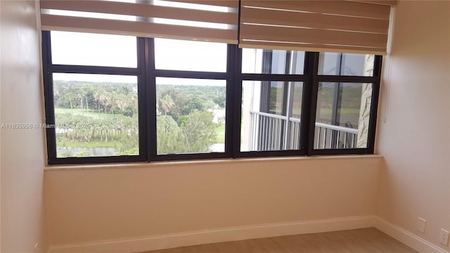 empty room with hardwood / wood-style flooring and plenty of natural light