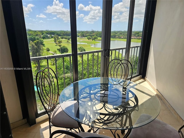 balcony with a water view