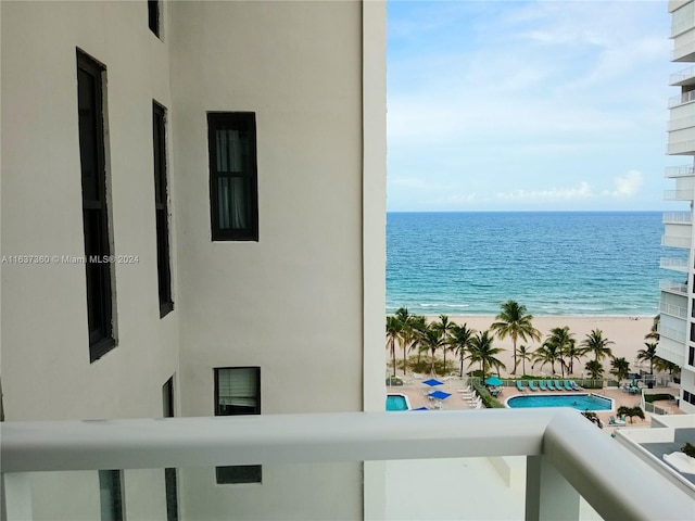 view of water feature featuring a view of the beach