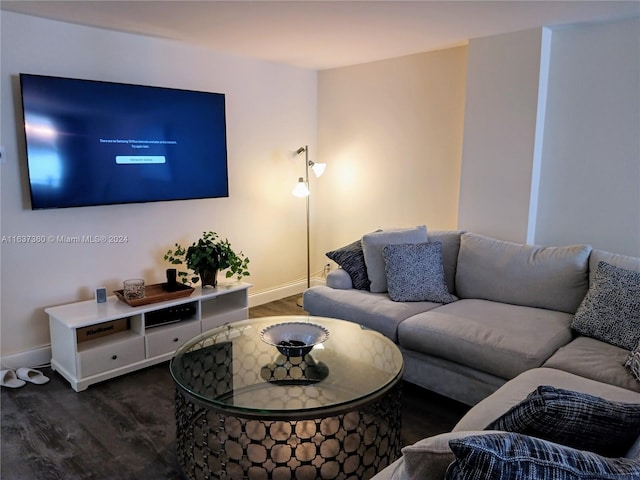 living room featuring dark hardwood / wood-style flooring