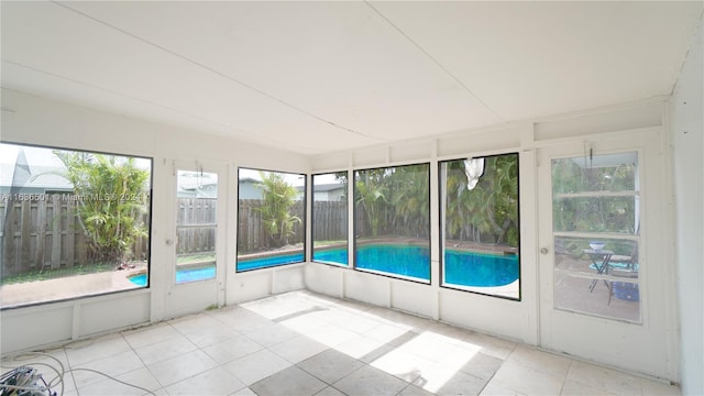 view of unfurnished sunroom