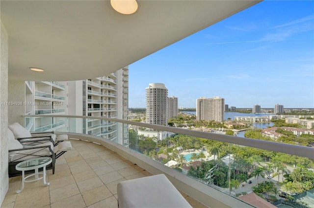 balcony with a water view