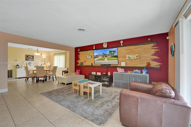 view of tiled living room