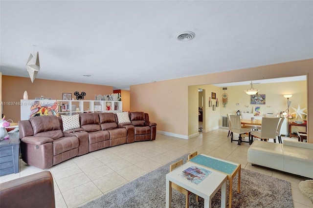 view of tiled living room