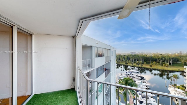 balcony with a water view