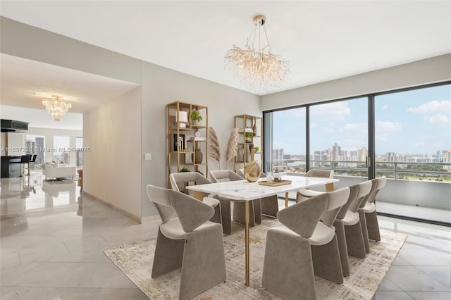 dining room featuring a chandelier