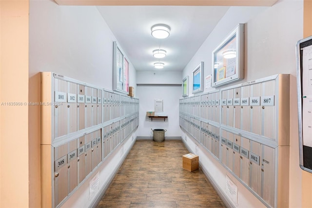 corridor featuring mail boxes