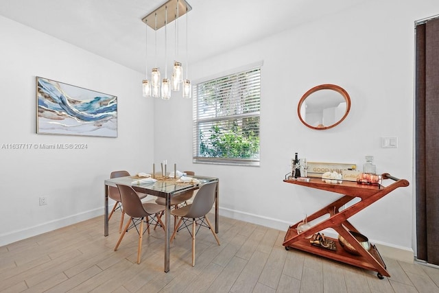 dining room with light hardwood / wood-style flooring