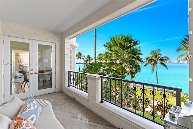 balcony with a water view