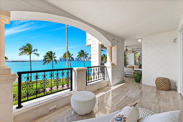 balcony with a water view