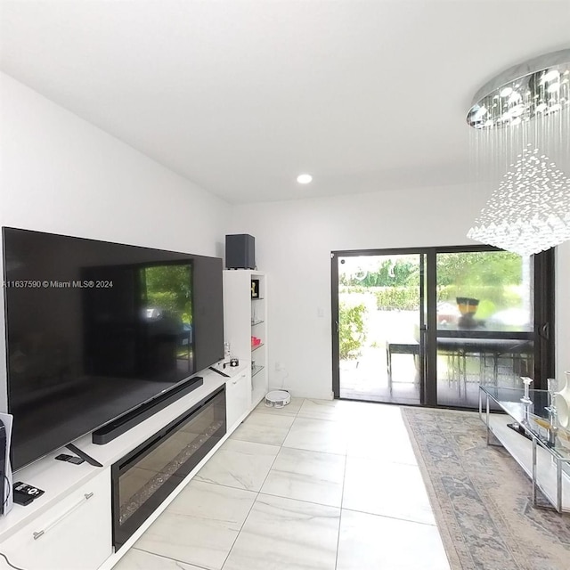 view of tiled living room